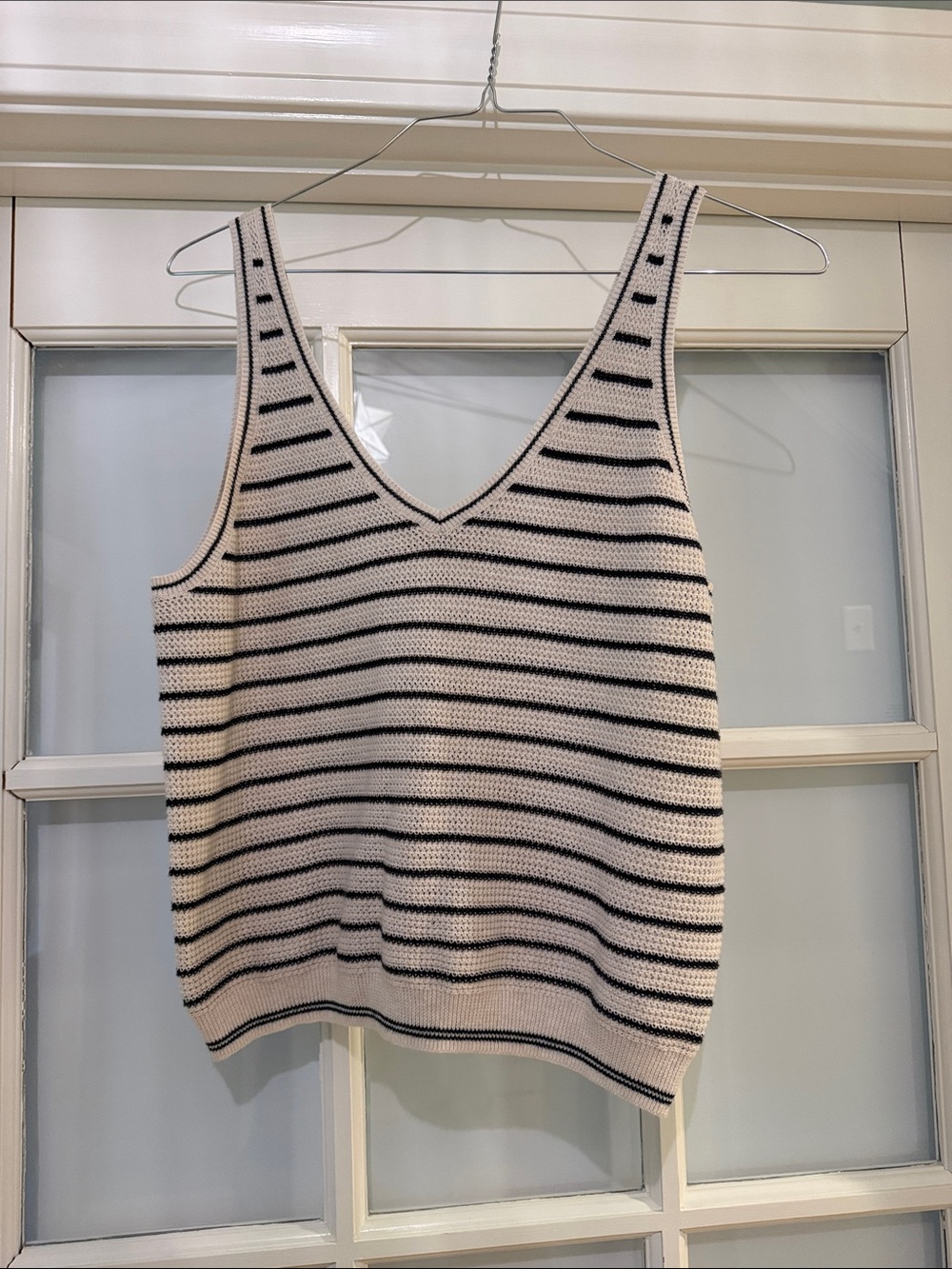 Marine Layer Black & Cream Striped V-Neck Tank